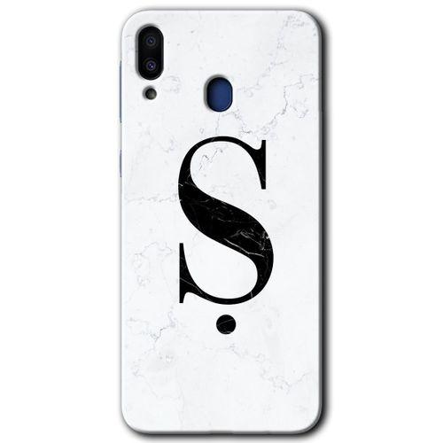 Galaxy M10 Kılıf HD Desen Baskılı Arka Kapak - Beyaz Mermer Desenli Ş Harfi