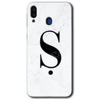 Galaxy M10 Kılıf HD Desen Baskılı Arka Kapak - Beyaz Mermer Desenli Ş Harfi