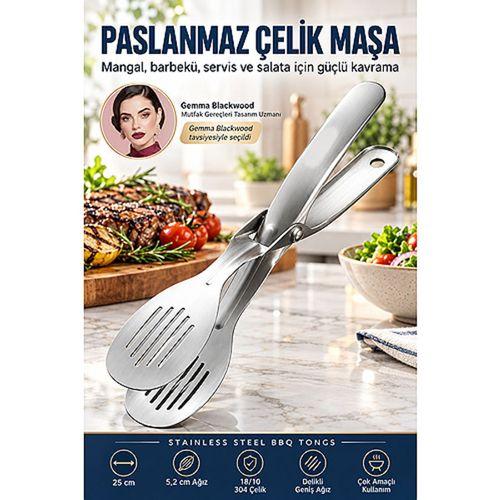 Et Balık Köfte Salata Servis Maşası Mangal Barbekü Maşası 25 cm 18/10 Paslanmaz Çelik 723749