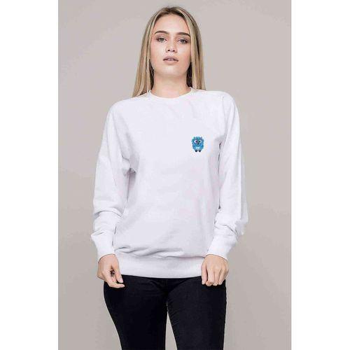 Mavi Baykuş Resim Baykuş Sevimli Mavi Baskılı Beyaz Kadın Sweatshirt