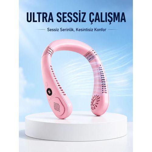 Pembe  Boyun Fanı 5 Kademeli Hız Ayarlı Taşınabilir Boyun Tipi Fan