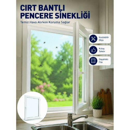 Şeffaf File Yapılı Cırt Bantlı Pencere Sinekliği Pratik Kullanım