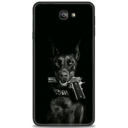 Samsung Galaxy J7 Prime Kılıf HD Baskılı Kılıf - Tabanca ve Köpek + Tam Ekran Koruyucu