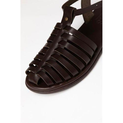 Bodrum Kemer Detay Hakiki Deri Kadın Sandalet 4822 Kahve Khv