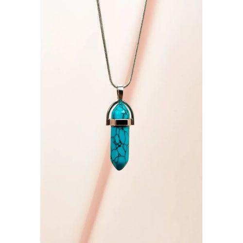 Firuze Doğal Taşı Zincirli El Yapımı Tasarımlı Kolye Uç: 3,5 cm Zincir: 20 cm Kutulu