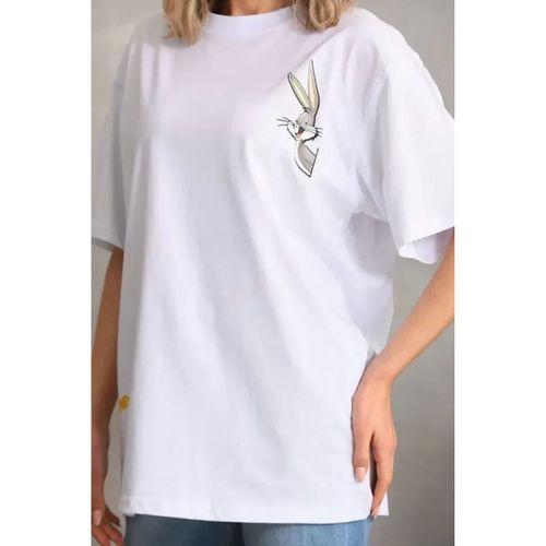 Pilelistore Unisex Baskılı Oversize T-Shirt - Beyaz