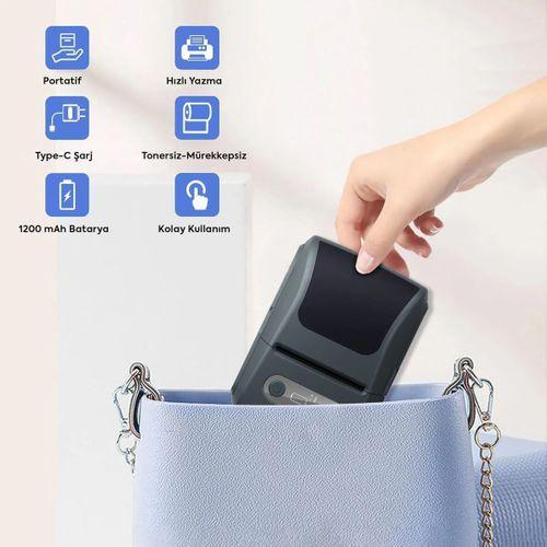 Beyaz Kablosuz Portatif Etiket Yazıcısı