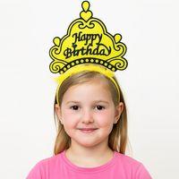 Sarı Happy Birthday Prenses Tacı – Doğum Günü Taç Aksesuarı