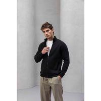 Marcel Regular Fit Fermuarlı Kıstırma Cepli Üç İp Şardonlu Erkek Sweatshirt - Siyah