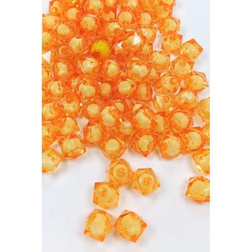 Küp Boncuk İçten Boncuklu Bileklik Çanta Boncuğu 10 mm 50 gr Turuncu - BNC452