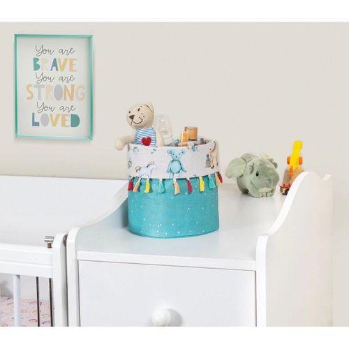 Baby Kullanımı Kolay Desenli Taşınabilir Düzenleyici Püsküllü Yuvarlak Sepet yeşil