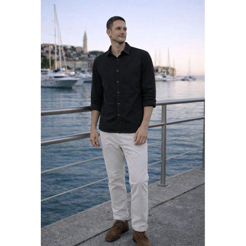 Hurley Çizgili Modal Kumaş Relaxed Fit Günlük Giyim Erkek Gömlek - Siyah