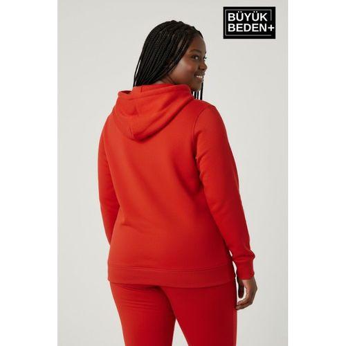 Kadın Büyük Beden Kapşonlu ince Sweatshirt SPR24BSWK57