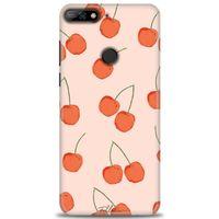 Huawei Y7 2018 Kılıf HD Baskılı Kılıf - Büyük Kirazlar + Tam Ekran Koruyucu