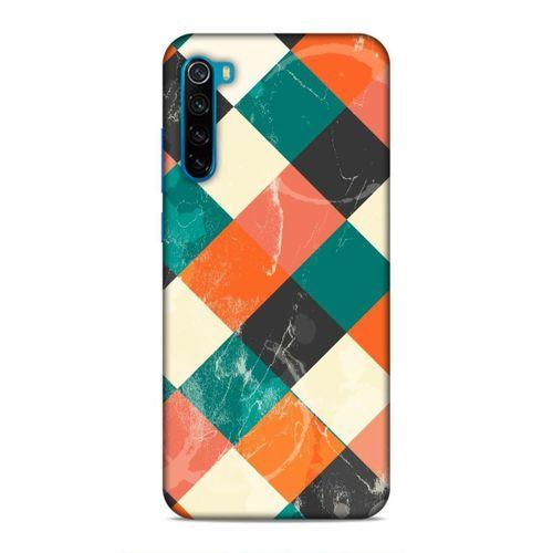 Xiaomi Redmi Note 8T Kılıf Turuncu Yesil Kareler Arka Kapak Silikon Koruma Full Koruyucu