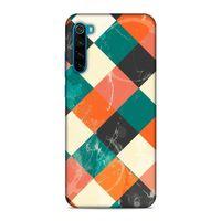 Xiaomi Redmi Note 8T Kılıf Turuncu Yesil Kareler Arka Kapak Silikon Koruma Full Koruyucu