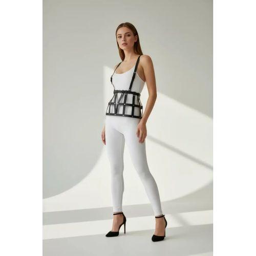 Siyah Etek Deri Bantlı Yapısal Kafes - Brf1252