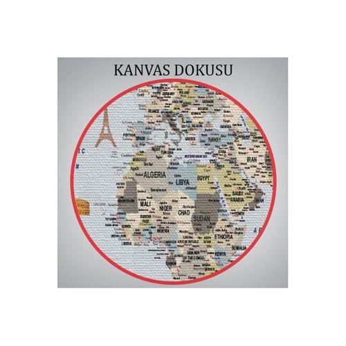 Dünya Haritası Çok Detaylı Ünlü Yerler Sembollü Kanvas Tablo 1746