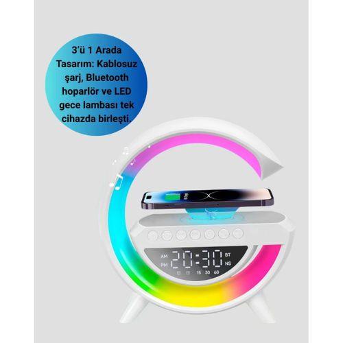 Kablosuz Şarjlı Led Masa Lambası Çalar Saat Ve Beyaz Gürültü Özellikli