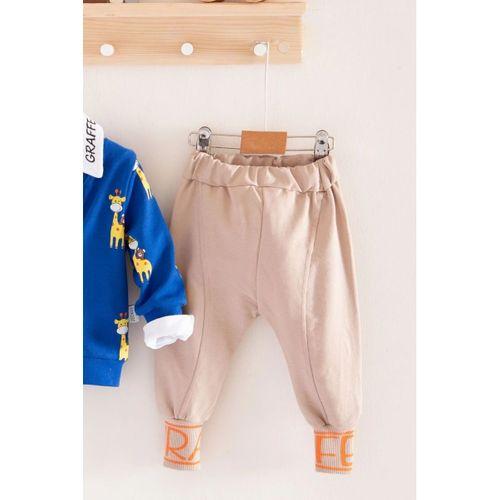 Zürafa Desenli Gömlek Yakalı 3'lü Erkek Bebek Takımı