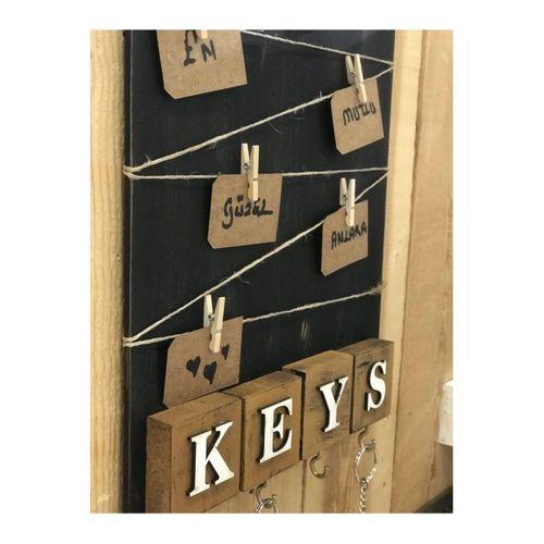 Dekoratif Home Keys Ahşap Resimlik Ve Notluk  kahverengi