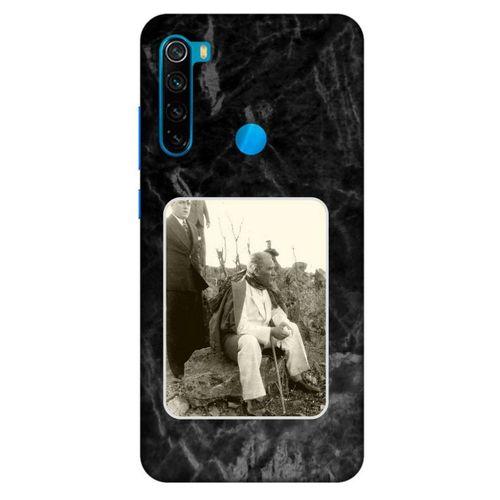 Xiaomi Redmi Note 8 Kılıf Atatürk (29) Arka Koruma Kılıfı Siyah Mermer