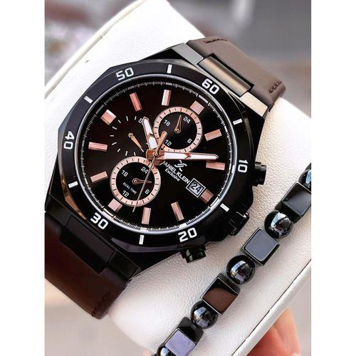 Daniel Klein Erkek Kol Saati 30 Metre Suya Dayanıklı Deri Kayış Kordon + Bileklik Hediyeli VS.BLKT.0675