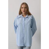 Taşlı Sivri Yaka Gömlek - Bebe Mavisi