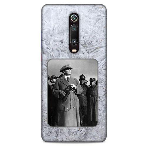 Xiaomi Mi 9T Pro Kılıf Atatürk (33) Hybrid Kılıf Beyaz Tüyler
