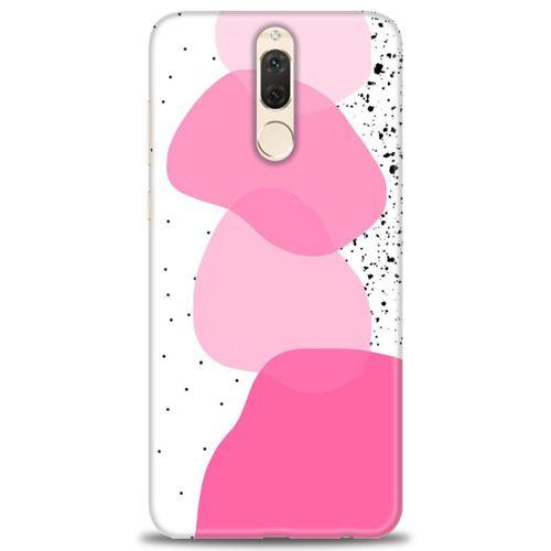 Huawei Mate 10 Lite Kılıf HD Baskılı Kılıf - Pembe Beyaz Siyah + Tam Ekran Koruyucu