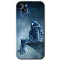 iPhone 14 Plus Kılıf HD Desen Baskılı Arka Kapak - Temperli Cam - Astronot Yalnızlığı