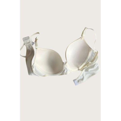 Beyaz-kırmızı 2'li Mikro Kumaş İçi Boş Balenli Günlük  Desteksiz Sütyen