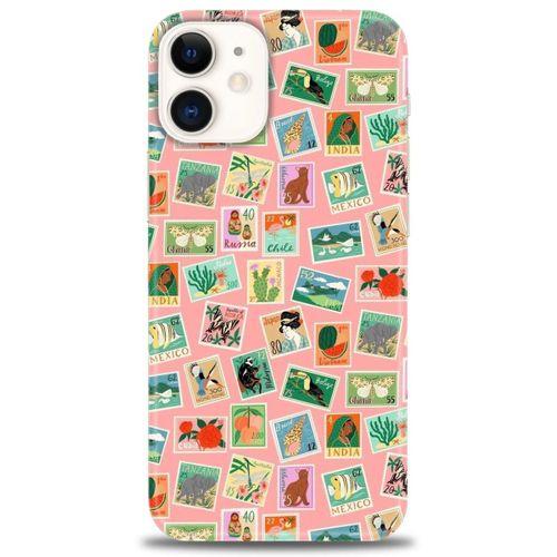 iPhone 12 Mini Kılıf HD Baskılı Kılıf - Pullar + Tam Ekran Koruyucu