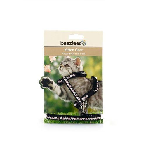 Beeztees Yavru Kedi Göğüs Tasması ve Gezdirme Kayışı 120cm, Siyah, 16-25cm Boyun, 23-36cm Göğüs