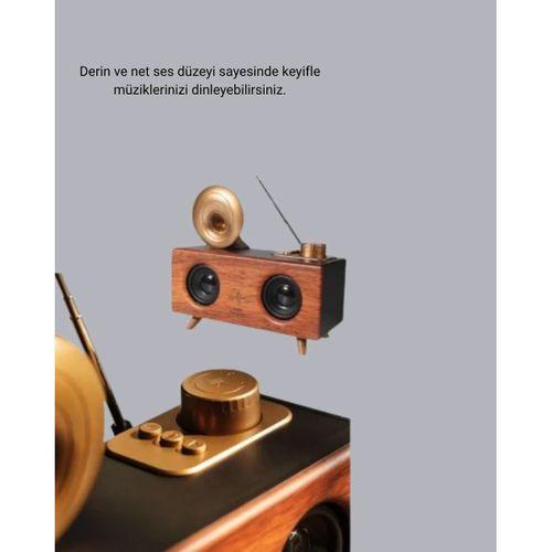 Gramafon Tasarımlı Bluetooth Hoparlör 3d Ses Teknolojili Çok Fonksiyonlu