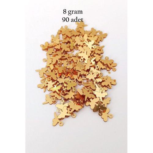 Oya Abiye Bileklik Kolye Pleksi Metalik Plastik Pul Altın Renk 8 gram 90 adet - BNC495