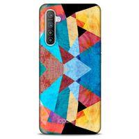 Oppo Realme XT Kılıf Pastel Renkler (25) Antişok Kapak Mavi Sarı