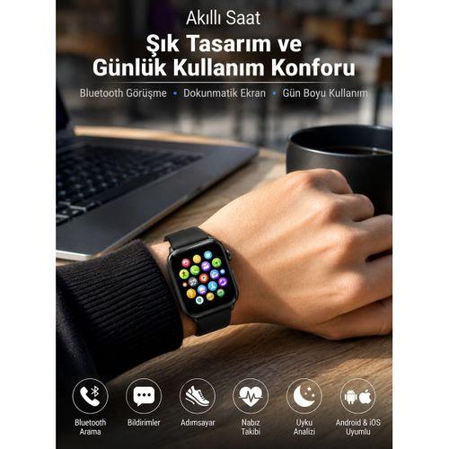 Bluetooth Arama, Akıllı Bildirimler Ve Günlük Sağlık Takibi Sunan Şık Tasarımlı Akıllı Saat
