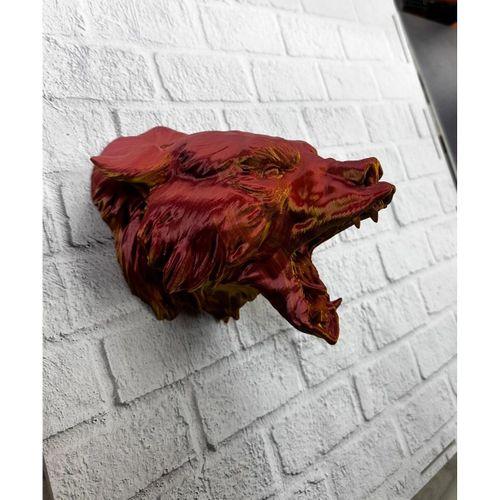 Dekoratif Asılabilir Jaguar Başı 3d Duvar Heykeli Gold Red 20x16 Cm