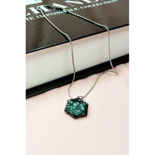 Obsidyen Doğal Taşı Zincirli El Yapımı Kolye Uç: 2 cm Zincir: 20 cm Kutulu