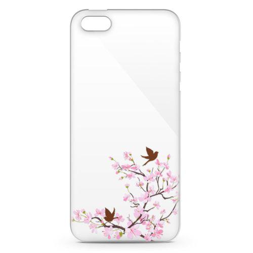 Apple iPhone 5s Kılıf Peony Kuşlar Arka Kapak Koruma Desenli Full Koruyucu