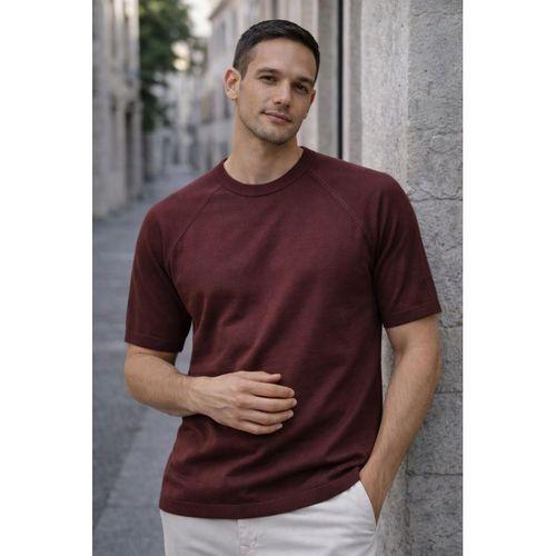 Beckett Reglan Kol İnce Triko Kısa Kollu Erkek T-Shirt - Bordo
