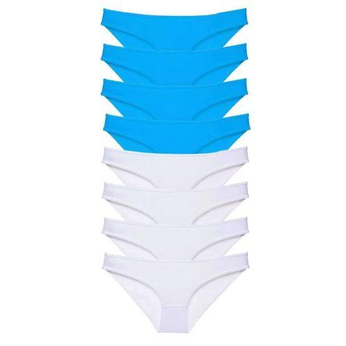8 Adet Süper Eko Set Likralı Kadın Slip Külot Beyaz Ve Mavi