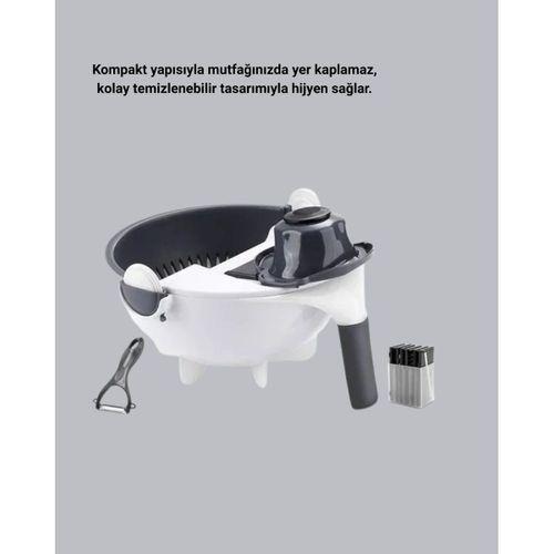 Döner Mekanizmalı 5’i 1 Arada Süzgeçli Rende Sebze Meyve Doğrama Cihazı