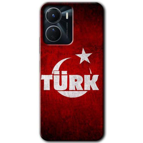 Vivo Y16 Kılıf HD Desen Baskılı Arka Kapak - Ayyıldız Türk