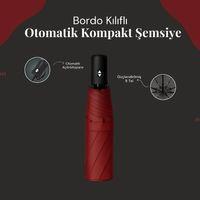 Bordo Kılıflı Otomatik Kompakt Şemsiye