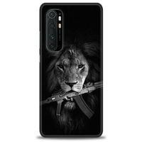 Xiaomi Mi Note 10 Lite Kılıf HD Baskılı Kılıf - Tüfek ve Aslan + Tam Ekran Koruyucu