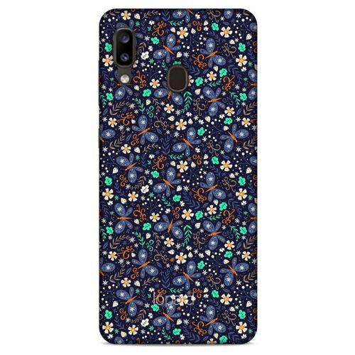 Samsung Galaxy A20 Kılıf Kelebek Etkisi (8) Baskılı Kılıf Turkuaz Beyaz