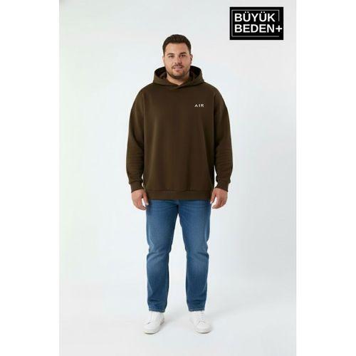 Erkek Büyük Beden AR Baskılı Kapüşonlu Sweatshirt SPR26BSW963