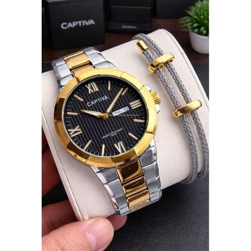 Captiva Bileklik Hediyeli Çelik Kordon Haftanın Günü Ve Takvimli Kadran Erkek Kol Saati CT.M.001.M2